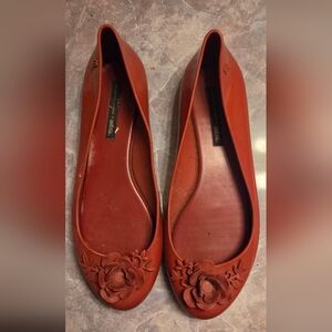 Melissa Women’s Brick Red Floral Jelly Flats